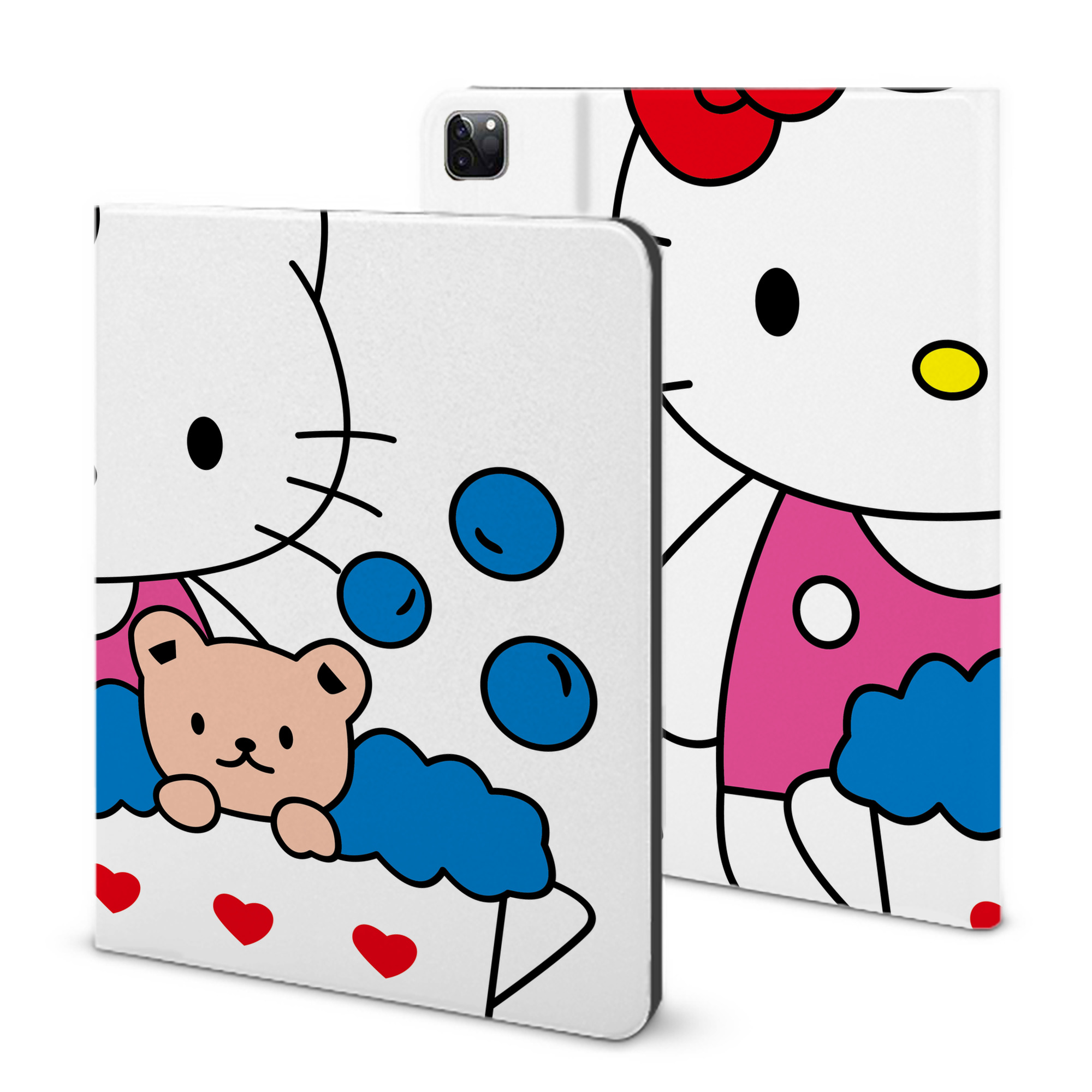 （画像用） Hello Kitty ハローキティ IPad ケース ブック型 PUレザー TPU 耐衝撃 軽量 薄型 ペン収納なし 全面保護 IPad 各モデル対応
